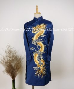 Áo Cách Tân Nam Xanh Đen Thêu Sang Trọng