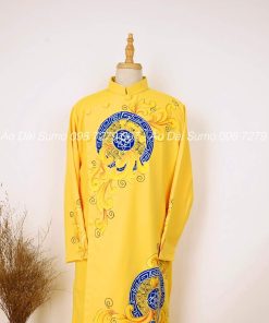 Áo Dài Cách Tân Nam Vẽ Tay Vàng