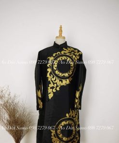 Áo Dài Cách Tân Nam Vẽ Tay Đen