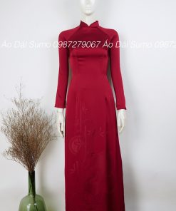 Áo dài truyền thống ĐỎ ĐẬM 4D kèm quần.