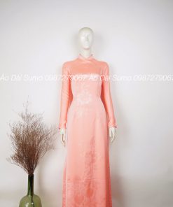 Áo dài truyền thống CAM PASTEL 4D kèm quần