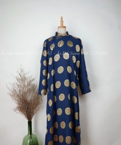 Áo Dài Nam MỪNG THỌ Truyền Thống Gấm Thái Tuấn XANH ĐEN