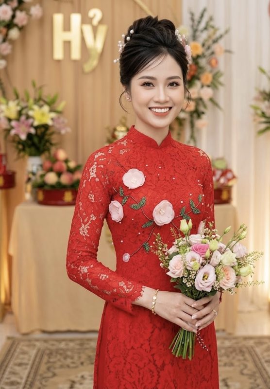 Áo dài ren 4 tà